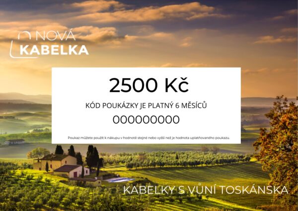 NovaKabelka.cz Dárková poukázka v hodnotě 2500 Kč